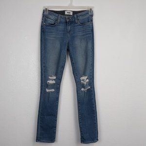 PAIGE Women's Jeans Size 26 Straight Skyline Ankle Peg Distressed Light Wash